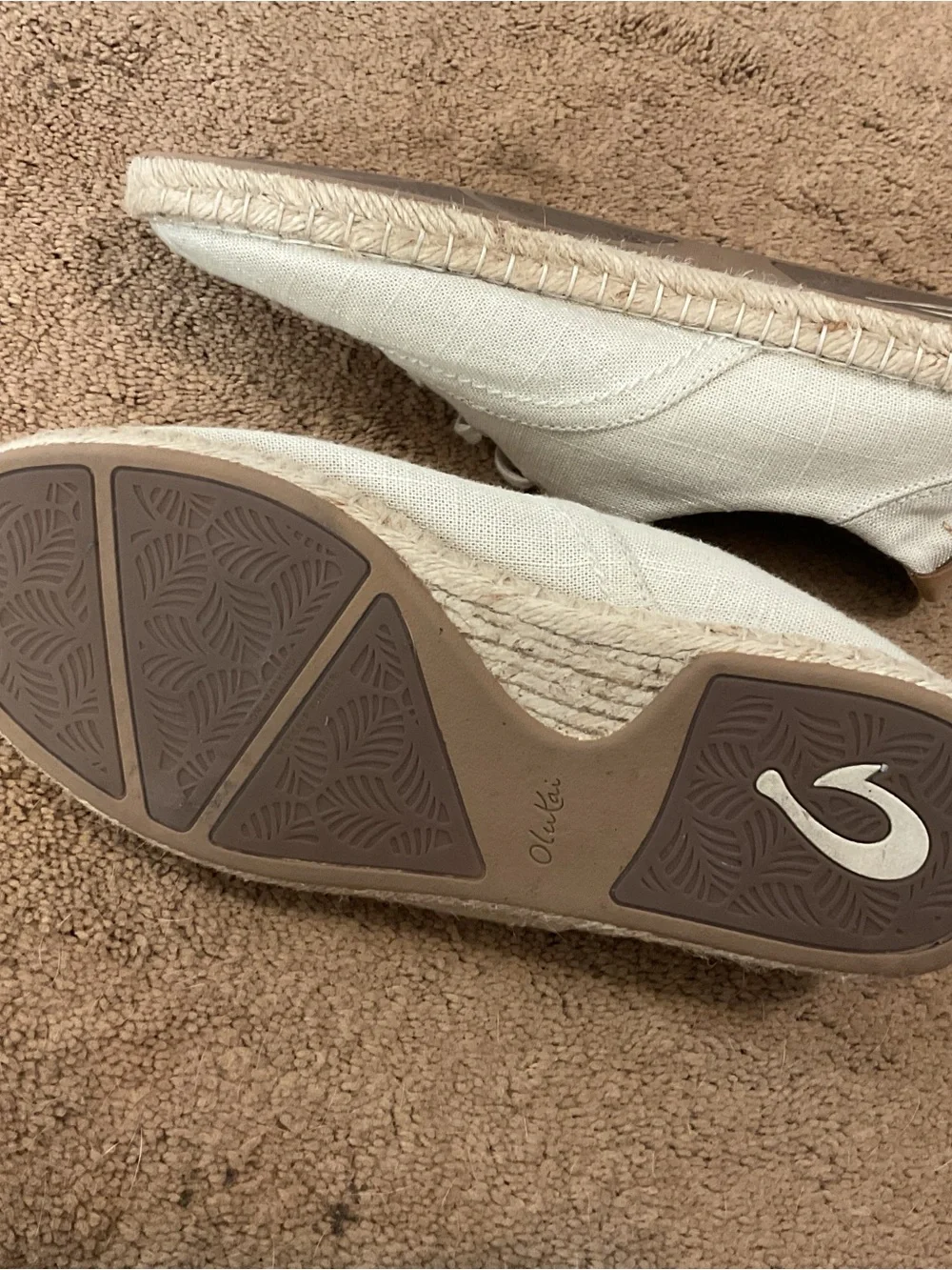 Olukai  Neutral Canvas & Leather Slip-On Sneakers Tan Size 8.5